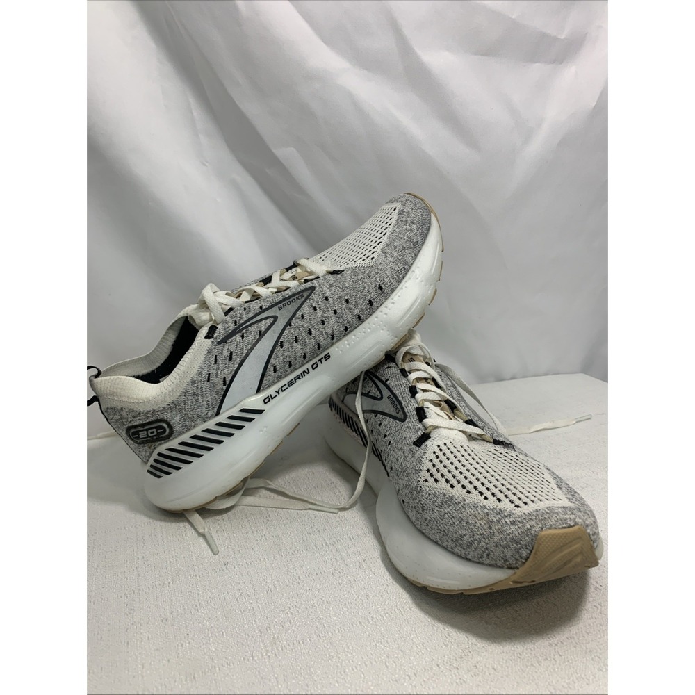 Women's Brooks Glycerin StealthFit 20 White Black Cream - Sz 9.5